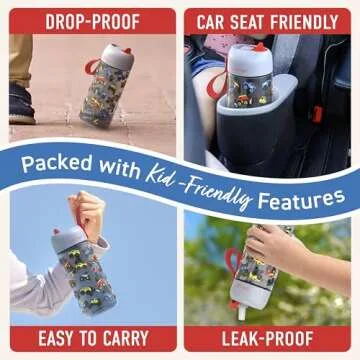 Bentgo Kids Water Bottle - Leak Proof Tritan 15 oz for Kids