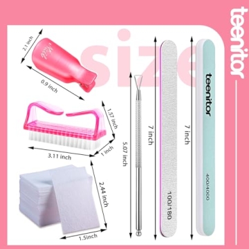 Teenitor Nail Gel Remover Kit with Pink Clips and Tools