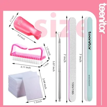 Teenitor Nail Gel Remover Kit with Pink Clips and Tools