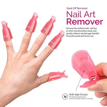 Teenitor Nail Gel Remover Kit with Pink Clips and Tools