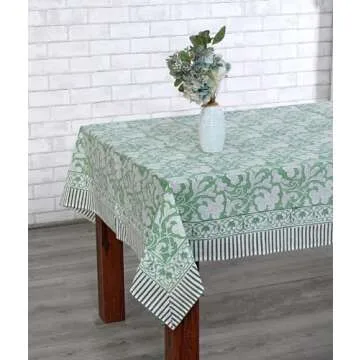 Ridhi Cotton Dining Table Cover: Elegant Sage Green Design