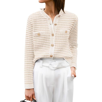 ANRABESS Women's Striped Knit Cardigan – Casual Chic for Fall Weather