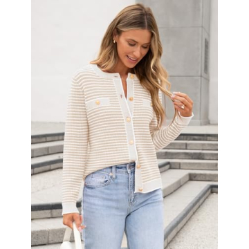 ANRABESS Women's Striped Cardigan for Stylish Comfort