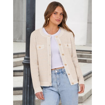 ANRABESS Women's Striped Cardigan for Stylish Comfort