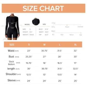 OEAK Womens Long Sleeve Jumpsuit Zip Up 2024 Bodysuits Workout Yoga Shorts Unitards Bodycon One Piece Tummy Control Rompers Black S