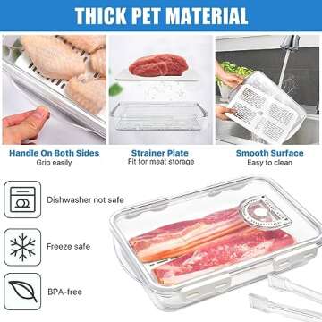 SULICRE 2PCS Bacon Container for Refrigerator, Airtight Thick Plastic Deli Meat Keeper with Lids for Fridge, Kitchen Cold Cuts Food Storage Organizer, Bacon Holder Cheese Saver