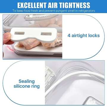 SULICRE 2PCS Bacon Container for Refrigerator, Airtight Thick Plastic Deli Meat Keeper with Lids for Fridge, Kitchen Cold Cuts Food Storage Organizer, Bacon Holder Cheese Saver