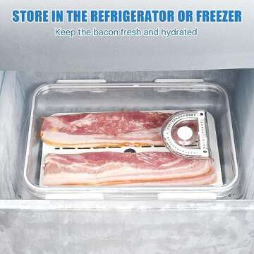 SULICRE 2PCS Bacon Container for Refrigerator, Airtight Thick Plastic Deli Meat Keeper with Lids for Fridge, Kitchen Cold Cuts Food Storage Organizer, Bacon Holder Cheese Saver