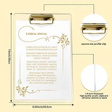 Glenmal Acrylic Gold Clipboard Set for Home & Office
