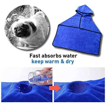 Uheng Pet Dog Bathrobe Pet Drying Moisture Absorbing Bath Robe, Microfiber Quickly Absorbing Water Bath Towel, Pet Robe Coat