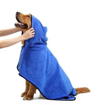 Uheng Pet Dog Bathrobe Pet Drying Moisture Absorbing Bath Robe, Microfiber Quickly Absorbing Water Bath Towel, Pet Robe Coat