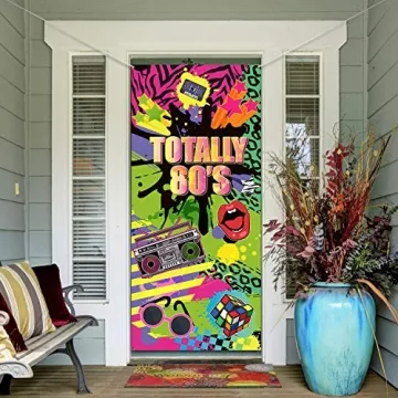Totally 80's Door Cover Large Fabric Retro Backdrop