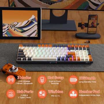RK100 Wireless Mechanical Keyboard with RGB Lighting