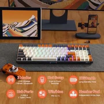 RK100 Wireless Mechanical Keyboard with RGB Lighting