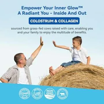 Inner Brightness Bovine Colostrum & Collagen Powder for Gut Health, Immune Support, Hair Growth & Beauty Supplement, Sugar Free – IgG, Probiotics, Vitamin B12, C, D3 – Unflavored, 30 Servings