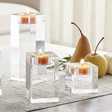 Elegant DecentGadget® Crystal Tealight Holder Set - 3 Sizes