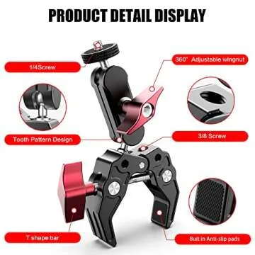 UTV ATV Camera Mount Holder Compatible with Gopro12/11/10/9/8/7,Fits 0.82"-2.36" Roll Bar Cages Mount Camera Holder,Aluminum 360°Rotation UTV Camera Mount for SJ,DJI,DSLR ,Session,Insta360 X4 X3 etc