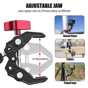 UTV ATV Camera Mount Holder Compatible with Gopro12/11/10/9/8/7,Fits 0.82"-2.36" Roll Bar Cages Mount Camera Holder,Aluminum 360°Rotation UTV Camera Mount for SJ,DJI,DSLR ,Session,Insta360 X4 X3 etc