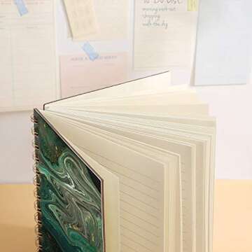 daolen Lined Hardcover Spiral Journal Notebook [Green Marble Print] [A5] [100gsm] [Ruled] Premium Thick Paper - Green