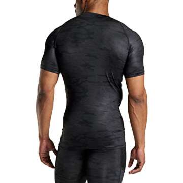 TSLA Men's UPF 50+ Quick Dry Short Sleeve Compression Shirts, Athletic Workout Shirt, Water Sports Rash Guard, Core 3pack Tops Black/Black/Urban Camo Black, Small