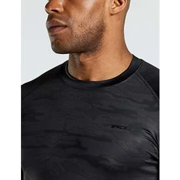 TSLA Men's UPF 50+ Quick Dry Short Sleeve Compression Shirts, Athletic Workout Shirt, Water Sports Rash Guard, Core 3pack Tops Black/Black/Urban Camo Black, Small