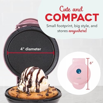 DASH Mini Maker Electric Round Griddle for Individual Pancakes, Cookies, Eggs & other on the go Breakfast, Lunch & Snacks with Indicator Light + Included Recipe Book - Pink