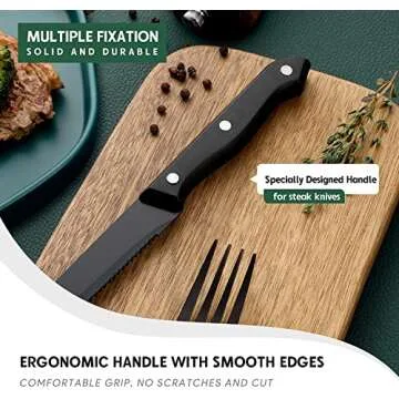 Hiware 48-Piece Matte Black Silverware Set with Steak Knives, Black Flatware Set for 8, Stainless Steel Tableware Cutlery Set, Utensil Sets for Kitchen