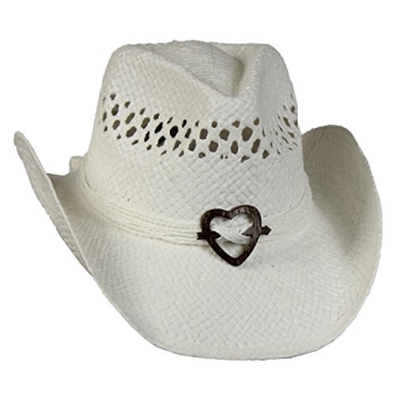 Saddleback Straw Cowboy Hat with Heart Band
