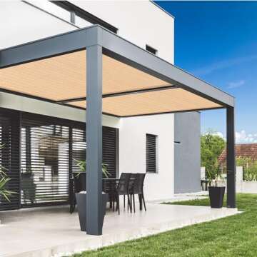 VICLLAX 90% Shade Fabric Sun Shade Cloth Privacy Screen with Reinforced Grommets for Outdoor Patio Garden Pergola Cover Canopy 8x12 FT, Wheat