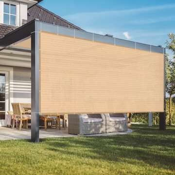 VICLLAX 90% Shade Fabric Sun Shade Cloth Privacy Screen with Reinforced Grommets for Outdoor Patio Garden Pergola Cover Canopy 8x12 FT, Wheat