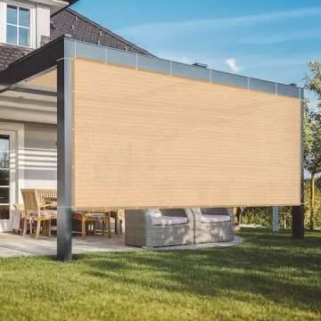 VICLLAX 90% Shade Fabric Sun Shade Cloth Privacy Screen with Reinforced Grommets for Outdoor Patio Garden Pergola Cover Canopy 8x12 FT, Wheat