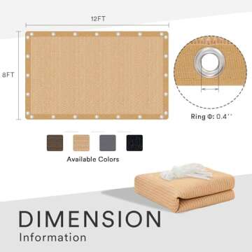VICLLAX 90% Shade Fabric Sun Shade Cloth Privacy Screen with Reinforced Grommets for Outdoor Patio Garden Pergola Cover Canopy 8x12 FT, Wheat