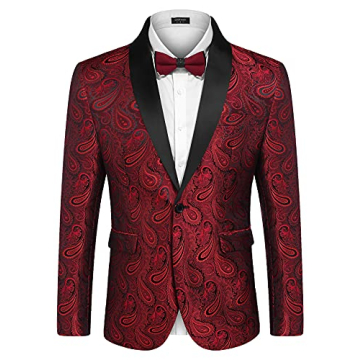 Stylish COOFANDY Men's Floral Tuxedo Jacket - Perfect for Events