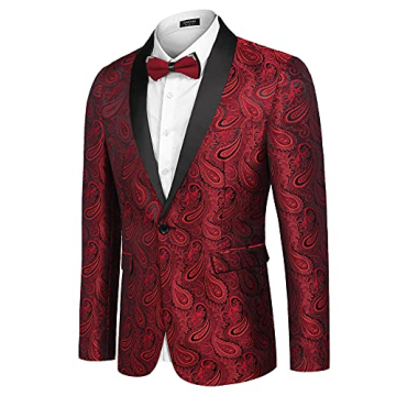 COOFANDY Men's Floral Tuxedo Jacket for Dinner and Prom Events