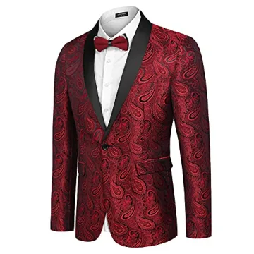 COOFANDY Men's Floral Tuxedo Jacket for Dinner and Prom Events
