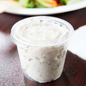 Comfy Package [5.5 oz. - 100 Count Clear Disposable Plastic Portion Cups with Lids - Soufflé Cups, Jello Shot Cups With Lids, Clear Plastic Containers Perfect for salad Dressing and More