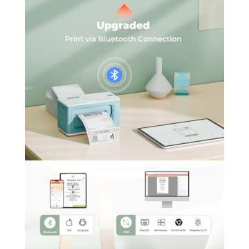 MUNBYN Bluetooth Thermal Label Printer 941B - 300DPI Wireless for Small Business