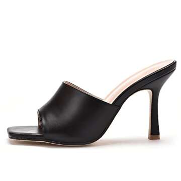 Women's Square Open Toe Heeled Sandals Slippers White Stiletto Heels Sandals Fashion Casual Peep Toe Slippers Slip On Mule Slide Sandal