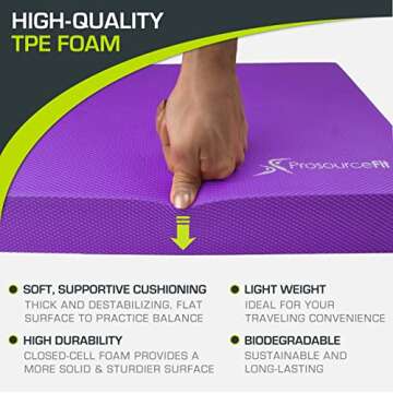 ProsourceFit Exercise Balance Pad – Non-Slip Cushioned Foam Mat & Knee Pad for Fitness and Stability Training, Yoga, Physical Therapy 15.5”x12.75”