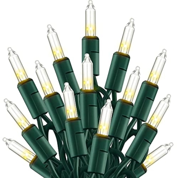 TW SHINE Warm White Christmas Lights Outdoor, 20FT 100 Count Incandescent Christmas Lights Indoor, W...