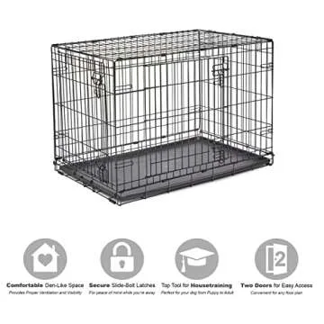 New World Newly Enhanced Double Door New World Dog Crate, Includes Leak-Proof Pan, Floor Protecting Feet, & New Patented Features, 36 Inch