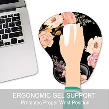 Pemlari Ergonomic Mouse Pad Wrist Support Gel with Non-Slip Rubber Base, Easy-Typing and Pain Relief, for Gaming Office Home Computer Laptop, Peony