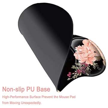 Pemlari Ergonomic Mouse Pad Wrist Support Gel with Non-Slip Rubber Base, Easy-Typing and Pain Relief, for Gaming Office Home Computer Laptop, Peony