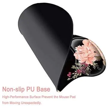 Pemlari Ergonomic Mouse Pad Wrist Support Gel with Non-Slip Rubber Base, Easy-Typing and Pain Relief, for Gaming Office Home Computer Laptop, Peony