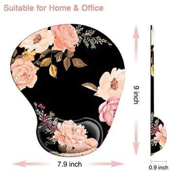 Pemlari Ergonomic Mouse Pad Wrist Support Gel with Non-Slip Rubber Base, Easy-Typing and Pain Relief, for Gaming Office Home Computer Laptop, Peony