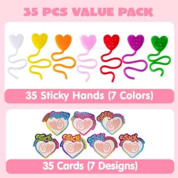 JOYIN 35 Packs Valentine's Day Sticky Heart Toys, Classroom Exchange Gift for Kids, Classroom and Ho...