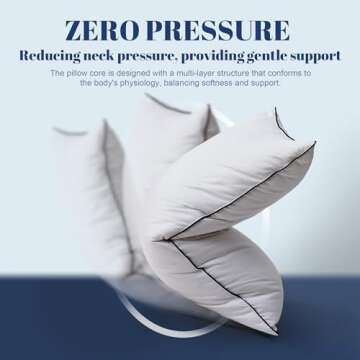 Mosluna Goose Feather Down Pillows King Size Set of 2, Luxury Hotel Collection Bed Pillow 2 Pack, Airyfil™ Powered Fillings & Feathers Pillow，Fluffy Plush for Side Sleepers, Medium Firm, 20x36 in.