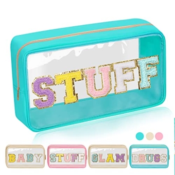 Iqimott Preppy Chenille Letter Makeup Bag - Lightweight & Waterproof!