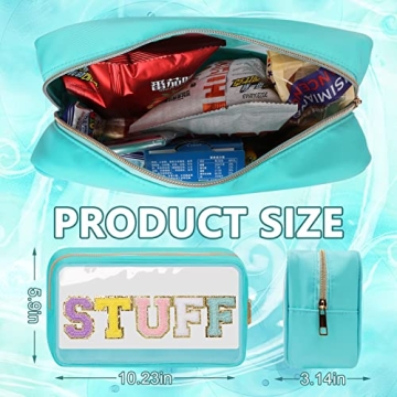 Iqimott Preppy Chenille Letter Makeup Bag for Women