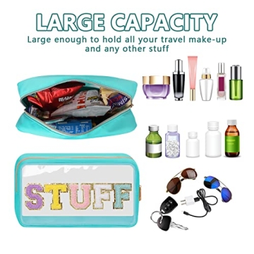 Iqimott Preppy Chenille Letter Makeup Bag for Women